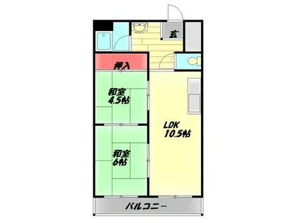 北町ニューハイツI(2LDK/3階)の間取り写真