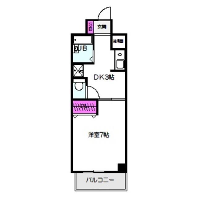YKマンション(1DK/6階)の間取り写真