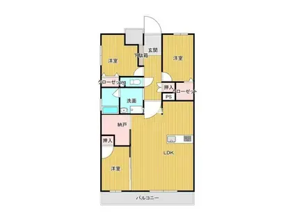 トラストレジデンス西鉄久留米駅(3LDK/6階)の間取り写真