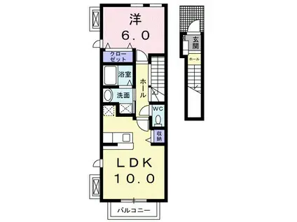 アルテミスII(1LDK/2階)の間取り写真