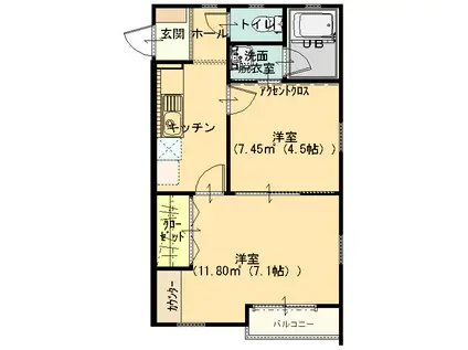 ワイズフラット3(2K/2階)の間取り写真