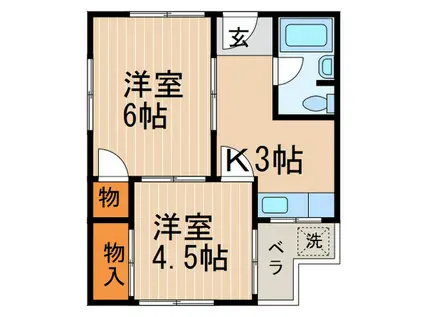 ハイツ稲吉(2K/2階)の間取り写真