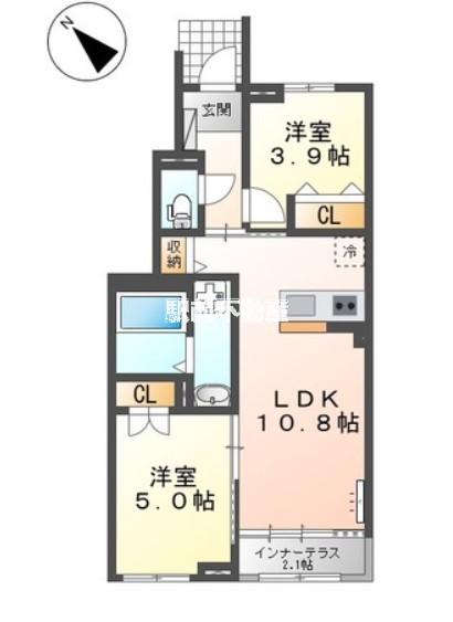 サクラヴィラージュ津福(2LDK/1階)の間取り写真