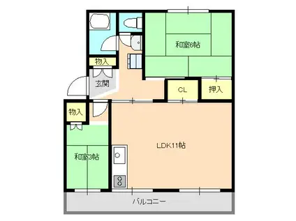 新多聞第2109号棟(2LDK/5階)の間取り写真