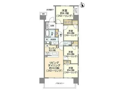 シティテラス八潮(4LDK/4階)の間取り写真