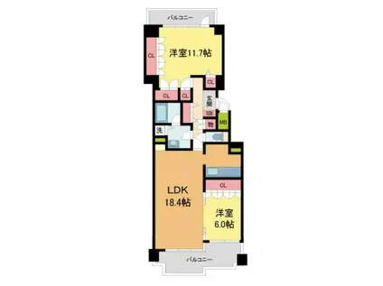 ダイアパレス宝塚クオリテージI(2LDK/7階)の間取り写真