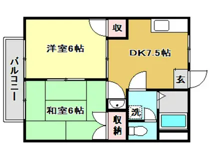 アプローズじんA(2DK/1階)の間取り写真