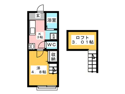 プラチナ通(1K/2階)の間取り写真