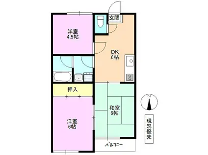 アップルハイツ英(3DK/2階)の間取り写真