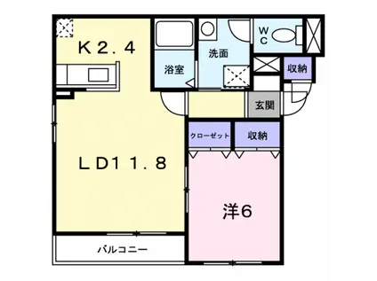 ジェルメ大手町2号棟(1LDK/3階)の間取り写真