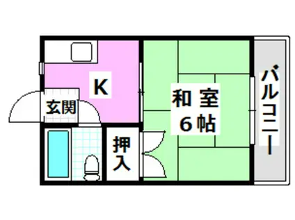 コーポキシノ(1K/1階)の間取り写真