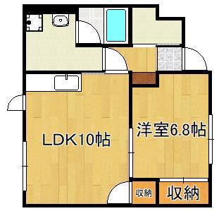 レディースマンションなでしこ(1LDK/1階)の間取り写真
