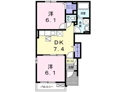 ブローテ大城戸M(2DK/1階)の間取り写真
