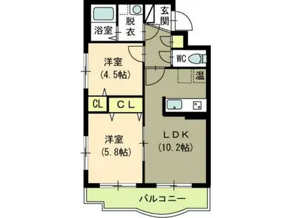 ルミエール(2LDK/3階)の間取り写真