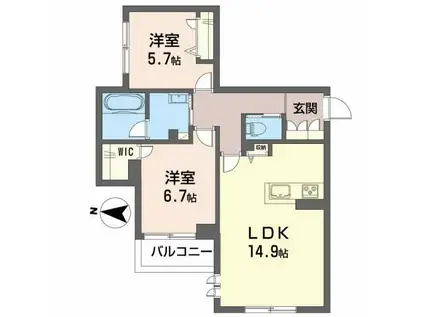 ベレオ支倉(2LDK/3階)の間取り写真