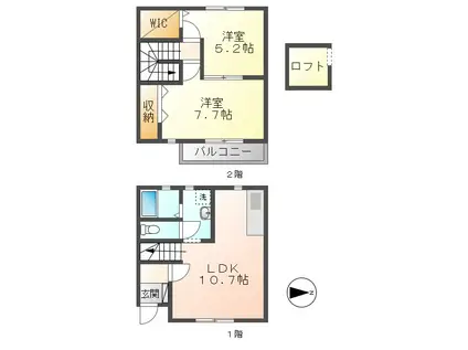 グランドプリマ A・B棟(2LDK/1階)の間取り写真