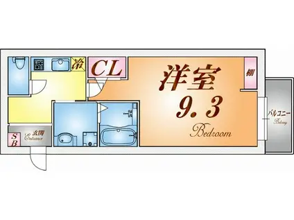 エヌエムサンカンテキャトフC棟(1K/3階)の間取り写真