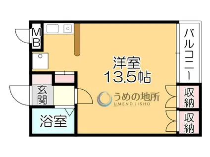 ジョグ六ツ門南(ワンルーム/1階)の間取り写真