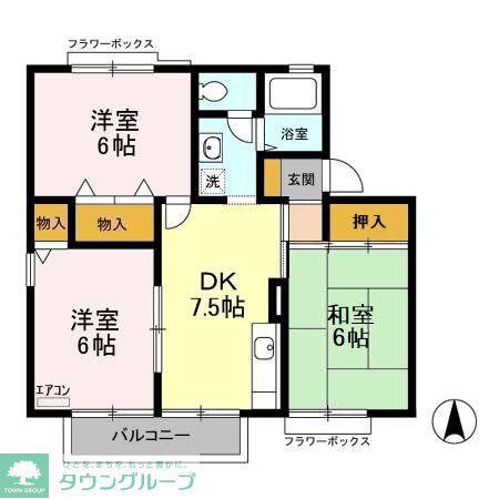 カサベルデC(3DK/1階)の間取り写真