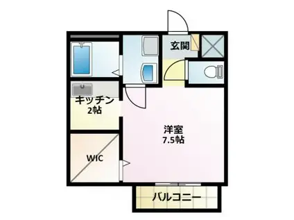 エスポワール穂並I(1K/2階)の間取り写真