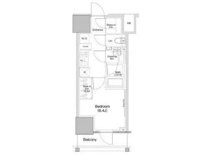 ザ・パークハビオ板橋区役所前(1K/12階)の間取り写真
