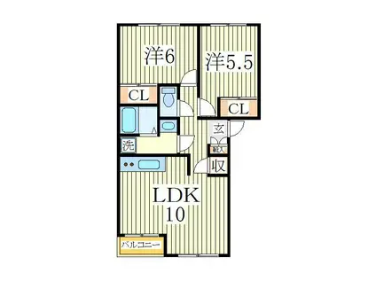 パーチェ西初石(2LDK/2階)の間取り写真