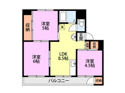 ヴィラナリー上越II(3DK/2階)の間取り写真