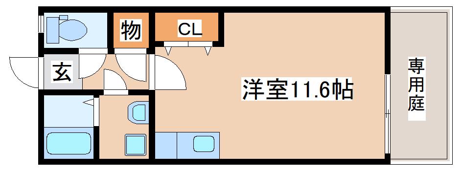 レバンス高取(ワンルーム/1階)の間取り写真