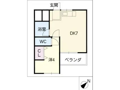 日の出マンション(1DK/2階)の間取り写真