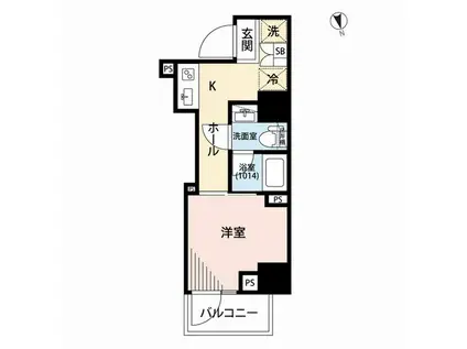 プレール・ドゥーク戸越銀座通(1K/14階)の間取り写真