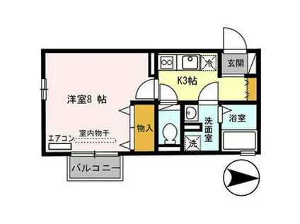 リヤフィールドB棟(1K/2階)の間取り写真