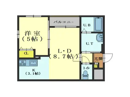 仮 柏木町 30番 マンション(1LDK/1階)の間取り写真