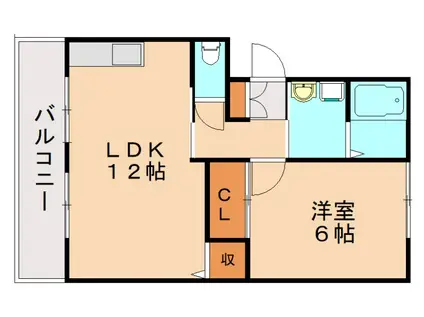グランドハイツ木屋瀬(1LDK/2階)の間取り写真