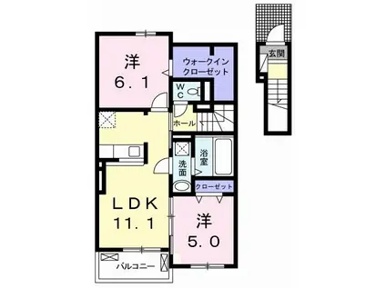 アイリス・II(2LDK/2階)の間取り写真