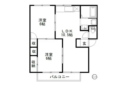 セルカ・デル・リオA(2LDK/2階)の間取り写真