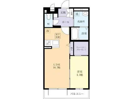 AMUSE研究学園(1LDK/1階)の間取り写真