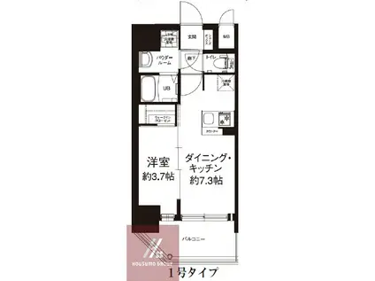 エグゼ大阪CITYルーエ(1DK/7階)の間取り写真