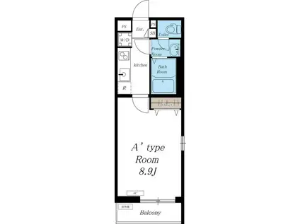 リブリ・T.T(1K/3階)の間取り写真