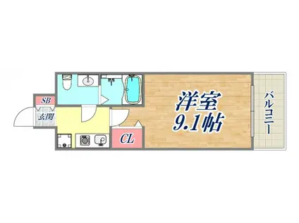 グレンパーク兵庫駅前(1K/9階)の間取り写真