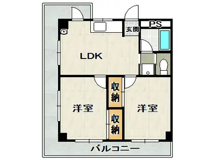 メゾンイン宝塚(2LDK/2階)の間取り写真