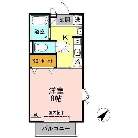 エクセルスミ(1K/1階)の間取り写真