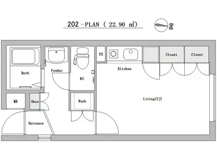 フォレストコート洗足(1K/1階)の間取り写真