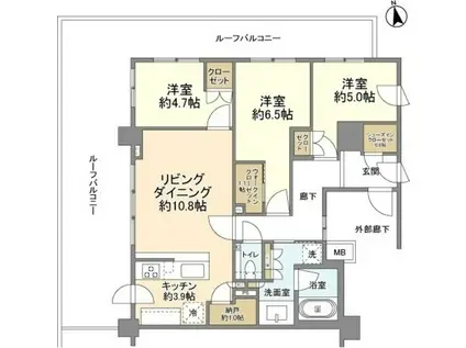 ブランズ南荻窪(3LDK/6階)の間取り写真