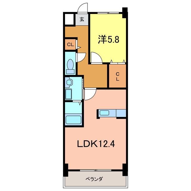 プリンセスガーデン本館(1LDK/4階)の間取り写真