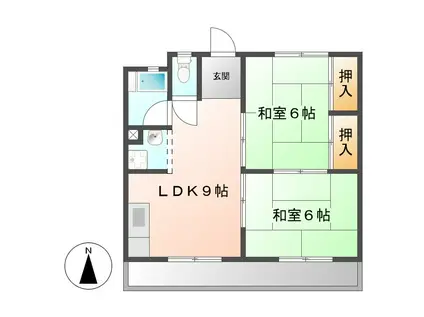 牧野ハイツ(2LDK/3階)の間取り写真