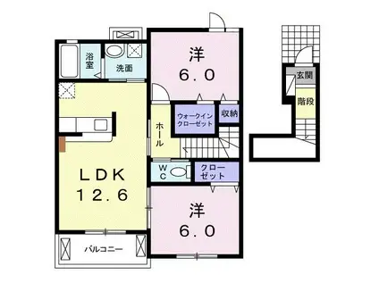グラン リヴィエール(2LDK/2階)の間取り写真