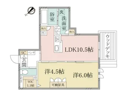 ヘーベルヴィレッジ北赤羽GLOIER(2LDK/1階)の間取り写真