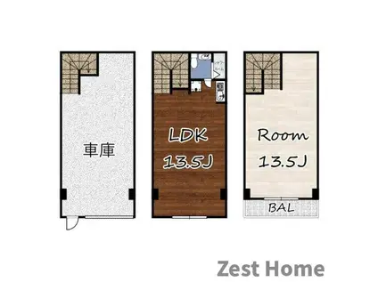 杭瀬南新町ガレージハウス(1LDK/1階)の間取り写真