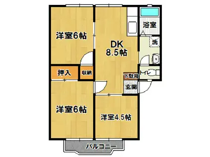 グリーンハイツつくば(3DK/1階)の間取り写真