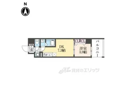 プロヴィスタ京都西院(1DK/10階)の間取り写真